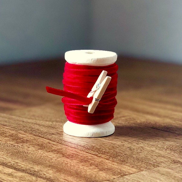 1/8” Thin Red Velvet Ribbon - 15ft (5yds)