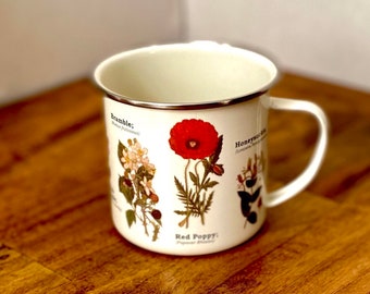 Botanical Wildflower Enamel Mug - Garden Decor