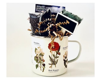 Botanical Enamel Cup Herb Garden Kit, Gardener Gift