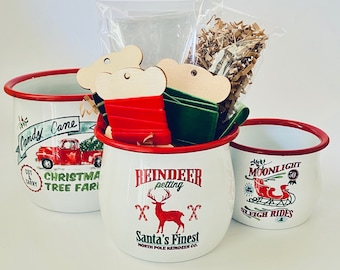 Christmas Enamel Bowls Set of 3, Holiday Decor, Gift Wrapping