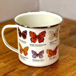 Butterfly Mug - Gift for Women - Enamel Botanical Butterfly Mug