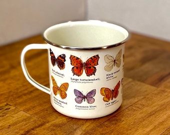 Botanical Butterfly Enamel Mug - Nature Lover Gift