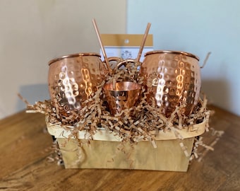 Copper Moscow Mule Mug Gift Set, Shot Glass & Candied Ginger