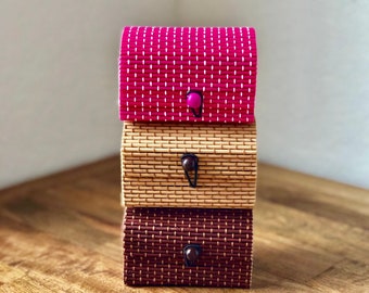 Empty Gift Box - Bamboo Gift Box - Pink / Dark Brown / Light Brown