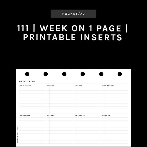 Pocket Plus Weekly Planner Week on Two Pages Printable Etsy