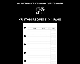 Custom 1-Page Planner Insert (Digital PDF)