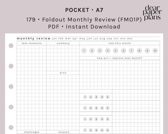 POCKET | Składana wkładka do miesięcznego planera przeglądów (MO1P) | 179 | BEZ DATY | Wkładka do druku, Wkładka do planera, Wkładka cyfrowa