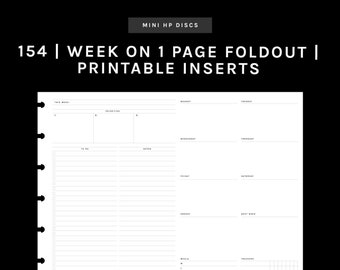 MINI HP | Week on 1 Page Foldout Planner Insert | 154 | Monday + Sunday Start | UNDATED | Printable Insert, Planner Insert, Digital Insert