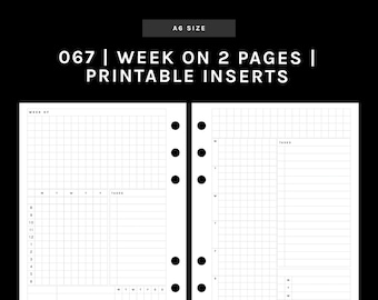 A6 | WO2P (Week on 2 Page Insert) | 067 | Monday + Sunday Start | UNDATED | Printable Insert, Planner Insert, Digital Insert
