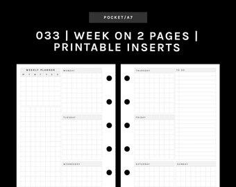 POCKET | WO2P (Week on 2 Page Insert) | UNDATED | Monday + Sunday Start | 033 | Printable Insert, Planner Insert, Digital Insert