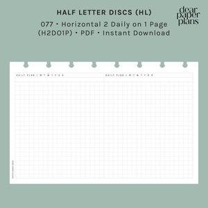 HALF LETTER | H2DO1P (Horizontal 2 Daily on 1 Page Insert) | 077 | Mon+Sun Start | UNDATED | Printable Insert,Planner Insert,Digital Insert