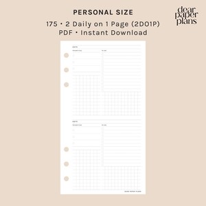 PERSONAL | 2DO1P (2 Daily on 1 Page Insert) | 175 | UNDATED | Printable Insert, Planner Insert, Digital Insert, Daily Inserts