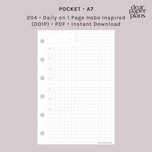 TASCHE | DO1P Hobo inspiriert (täglich auf 1 Seite) | Nr.204 | Undatiert | Druckbare Einlage, digitale Einlage, tägliche Planer Einlage