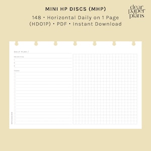 MINI HP | HDO1P (Horizontal Daily Insert on 1 Page Insert) | 148 | UNDATED | Printable Insert, Planner Insert, Digital Insert