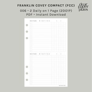 FC COMPACT | 2DO1P (2 Daily on 1 Page Insert) | 006 | UNDATED | Monday+Sunday Start | Printable Insert, Planner Insert, Digital Insert