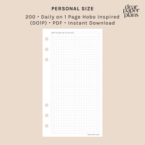 PERSONAL | DO1P (Hobo Inspired Daily on 1 Page Insert) | 200 | UNDATED | Printable Insert, Planner Insert, Digital Insert, Daily Inserts