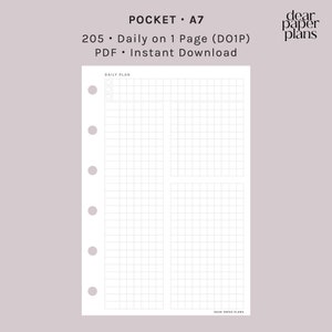 TASCHE | DO1P (Tagebuch auf 1 Seite) | Nr.205 | Undatiert | Druckbare Einlage, digitale Einlage, tägliche Planer Einlage