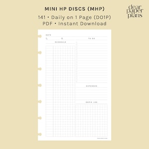 MINI HP | DO1P (Daily Insert on 1 Page Insert) | 141 | UNDATED | Printable Planner Insert, Planner Insert, Digital Insert, Daily Plan Insert