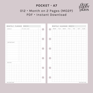 BOLSO | MO2P (mês em inserção de 2 páginas) | Segunda + Domingo Início | 012 | Inserção para impressão, Inserção de planejador, Inserção digital, Inserção mensal