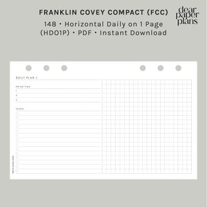 FC COMPACT | HDO1P (Horizontal Daily Insert on 1 Page Insert) | 148 | UNDATED | Printable Insert, Planner Insert, Digital Insert