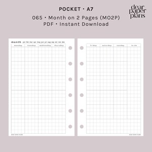 BOLSO | MO2P (mês em inserção de 2 páginas) | 065 | Segunda + Domingo Início | NÃO DATADO | Inserção para impressão, Inserção de planejador, Inserção digital
