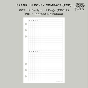 FC COMPACT | 2DO1P (2 Daily on 1 Page Insert) | 005 | UNDATED | Monday+Sunday Start | Printable Insert, Planner Insert, Digital Insert