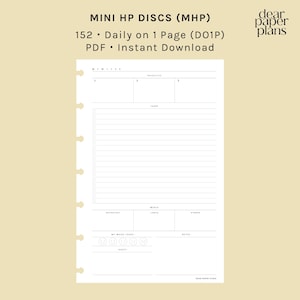 MINI HP | DO1P (Daily on 1 Page Insert) | 152 | UNDATED | Mon+Sun Start | Printable Insert, Planner Insert, Digital Insert,Daily Plan Insert