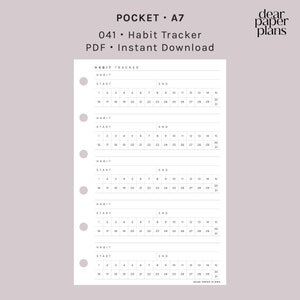 POCKET | Habit Tracker Insert | 041 | Printable Insert, Planner Insert, Digital Insert, Tracker Insert, Stationery Insert