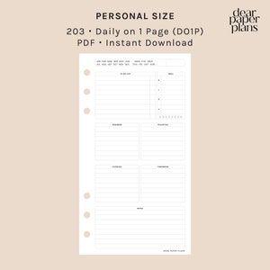 PERSONAL | DO1P (Daily on 1 Page Insert) | 203 | UNDATED | Printable Insert, Planner Insert, Digital Insert, Daily Inserts