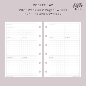 POCKET | Week on 2 Pages Insert (WO2P) | 207 | UNDATED | Printable Insert, Planner Insert, Digital Insert, Weekly Plan Insert