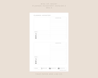 Planner Inventory Tracker Version 2 | Mini HP Size | 084-2 | Printable Insert, Planner Insert, Digital Insert