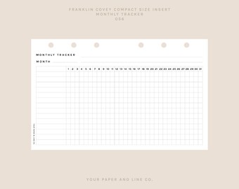 Monthly Trackers Insert | Franklin Covey Compact | 056 | UNDATED | Printable Insert, Planner Insert, Digital Insert