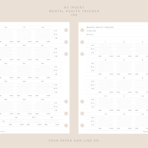 Mental Health Tracker | A5 Size | 102 | Printable Insert, Planner Insert, Digital Insert