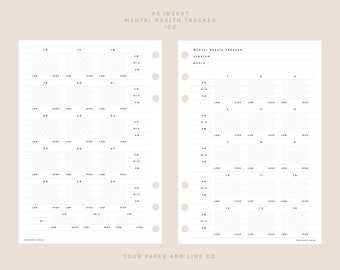 Mental Health Tracker | A5 Size | 102 | Printable Insert, Planner Insert, Digital Insert