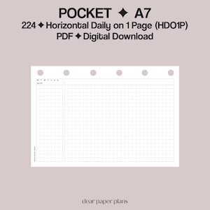 POCKET | HDO1P (Inserto diário horizontal em 1 página) | 224 | Início seg. e dom. | SEM DATA | Inserto para impressão, Inserto para planner, Inserto digital