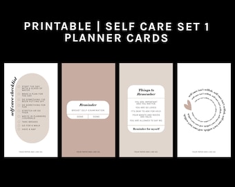 Set de autocuidado 1: Tarjetas de diario / Impresión digital / Imprimibles / Tarjetas digitales / Tarjetas de planificador, Accesorios de planificador