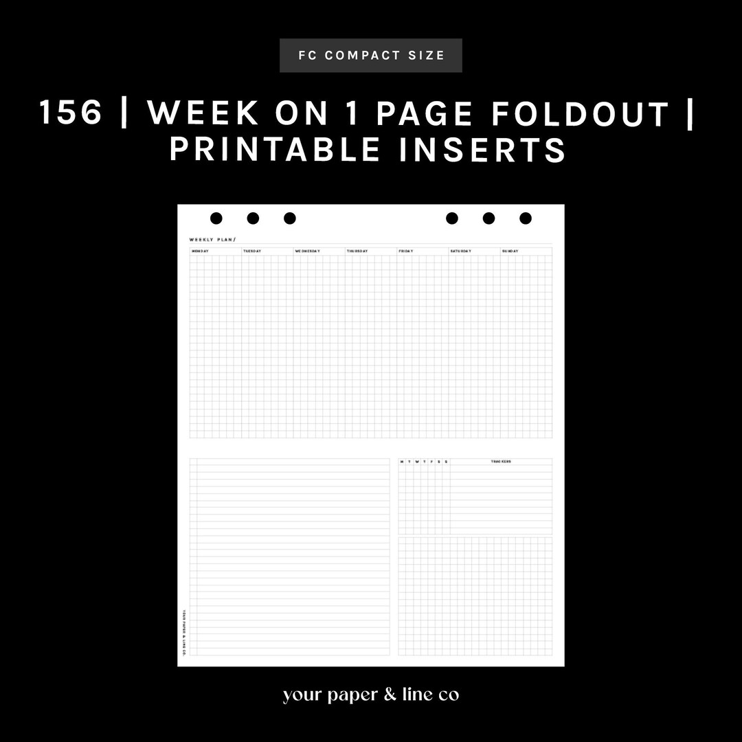 FC COMPACT | Week on 1 Page Foldout Planner Insert | 156 | Monday ...