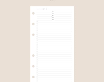 Task/To Do List Insert | Personal Size | 054 | Printable Insert, Planner Insert, Digital Insert