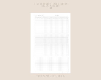 Health Tracker | UNDATED | MINI HP Size | 105 | Printable Insert, Planner Insert, Digital Insert