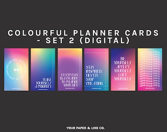 6 Colourful Motivational/Inspiration Quote Planner Cards - 3.5"x2" | Digital Print | Printable | Planner Cards, Planner Accessories