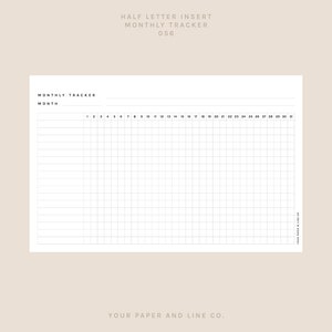 Monthly Trackers Insert | Half Letter Size | 056 | UNDATED | Printable Insert, Planner Insert, Digital Insert