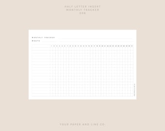 Monthly Trackers Insert | Half Letter Size | 056 | UNDATED | Printable Insert, Planner Insert, Digital Insert