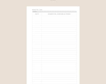 MINI HP | Health Log Tracker Insert | 060 | Printable Insert, Planner Insert, Digital Insert