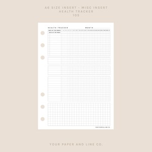 Health Tracker | UNDATED | A6 Size | 105 | Printable Insert, Planner Insert, Digital Insert