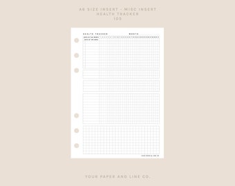 Health Tracker | UNDATED | A6 Size | 105 | Printable Insert, Planner Insert, Digital Insert
