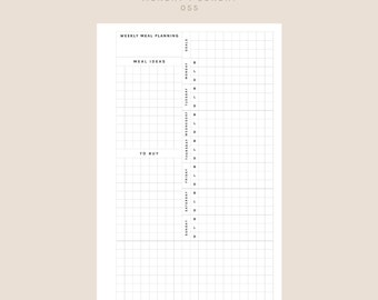Meal Planning Insert | Half Letter Size | Monday + Sunday Start | 055 | Printable Insert, Planner Insert, Digital Insert