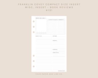 Franklin Covey Compact (FCC) Tamaño / Reseñas de libros / 131 / Encarte imprimible, encarte de agenda, encarte digital