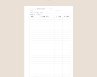 Monthly Expenses Tracker Insert | Mini HP Size | 050 | Printable Insert, Planner Insert, Digital Insert