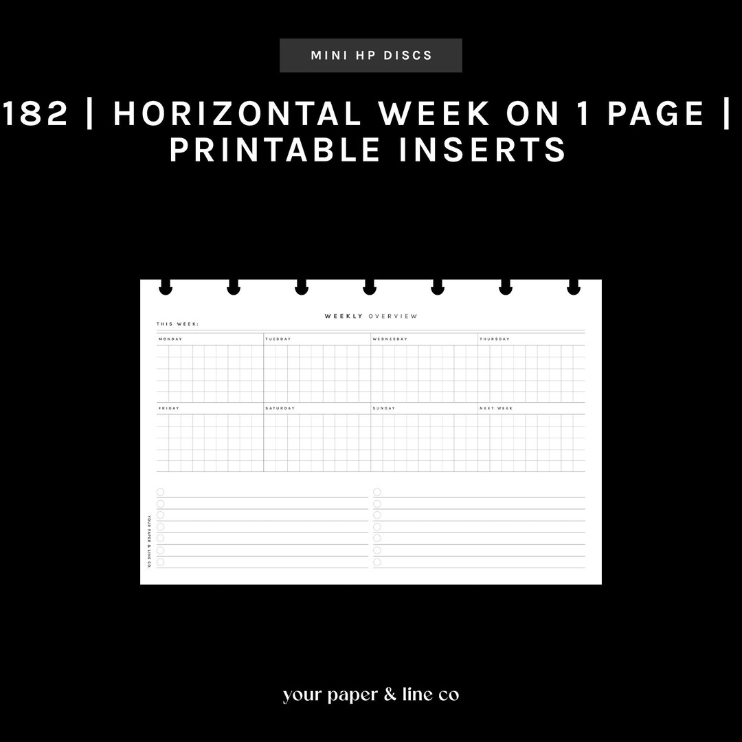 MINI HP | Horizontal Week on 1 Page (WO1P) | 182 | Monday + Sunday ...