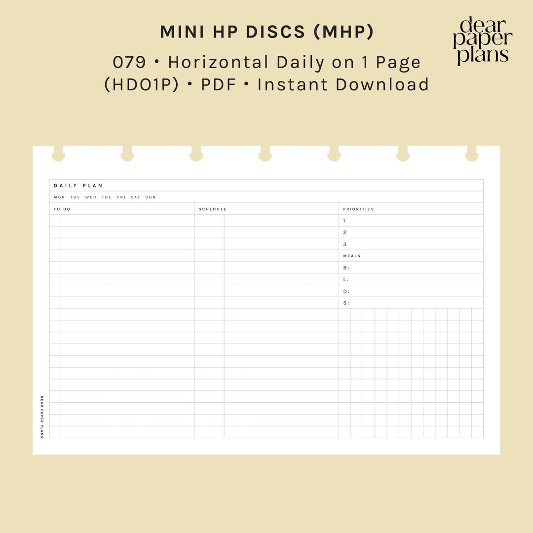 MINI HP | HDO1P (horizontal Daily on 1 Page Insert) | 079 | Mon+sun ...